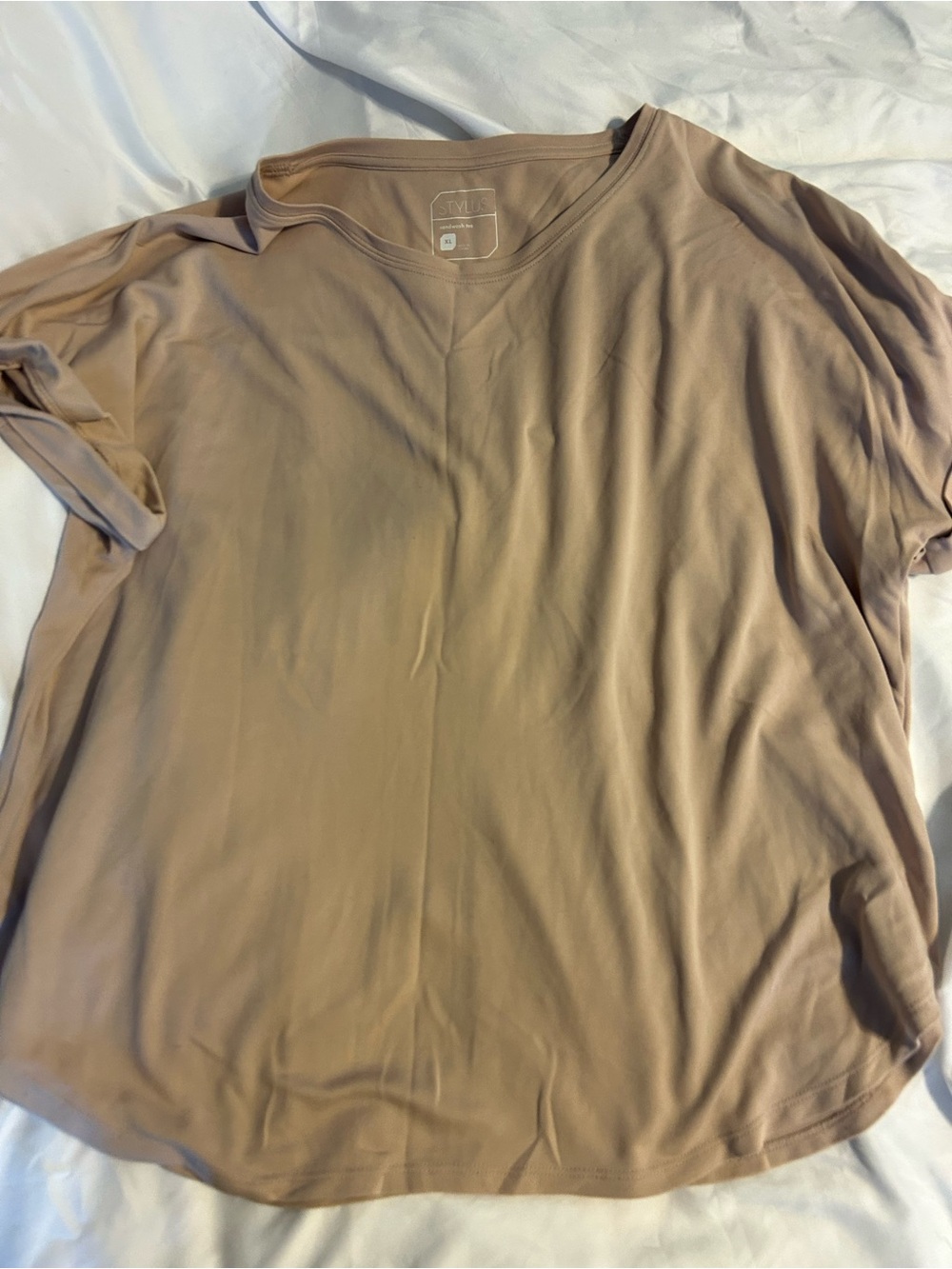 STYLUS Women's Short Sleeve Jersey Top in Taupe